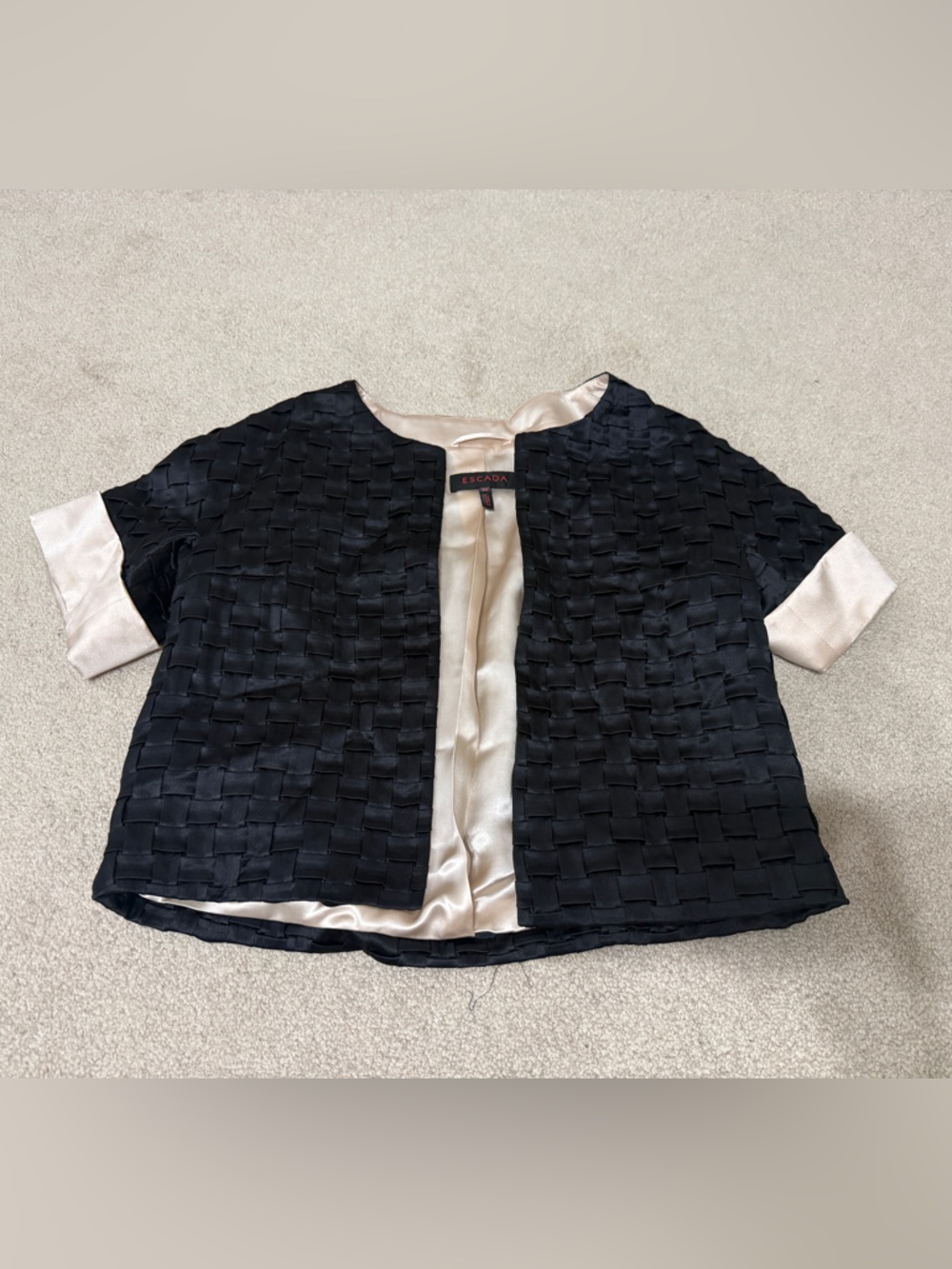 Escada Cream Satin-Look Lined Jacket